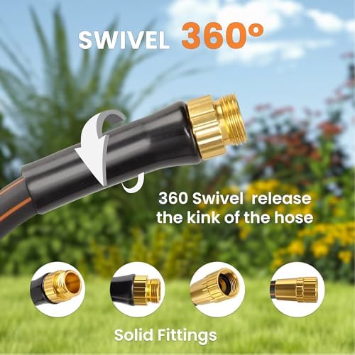 Giraffe Tools Short Leader Garden Hose 10 ft, Heavy Duty Black 5/8 in with Garden Hose 50ft x 5/8", Custom Length, Heavy Duty, No Kink - Image 3
