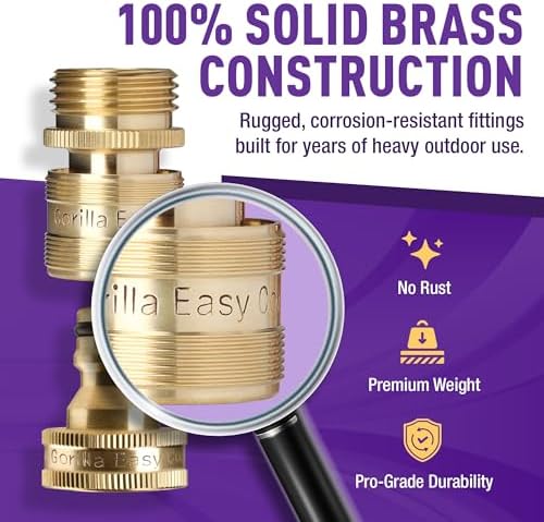 Gorilla Easy Connect Garden Hose Quick Connect Fittings ¾ Inch GHT Solid Brass Leak Proof to 200 PSI Heavy Duty - Image 4