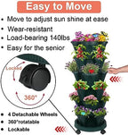 GameXcel Vertical Planter Tower - 6 Tier Stackable Garden Planters with Wheels and Garden Tool Set Plant Pots for Strawberry Herb Flower and Vegetable Indoor Outdoor Use Green - Image 6