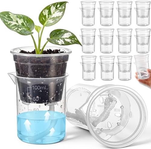 30 Pcak 2.2'' Small Self Watering Planters for Indoor Plants Mini Clear Pots with Water Level Indicator Plastic Automatic-Watering Pot with Drainage Holes for Semi-hydroponic African Violet by Ferrochef