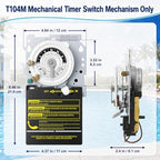 Upgraded T104M Mechanical Timer, 208-240V 40A DPST 5HP 24H 12 On/Off Cycles - Image 2