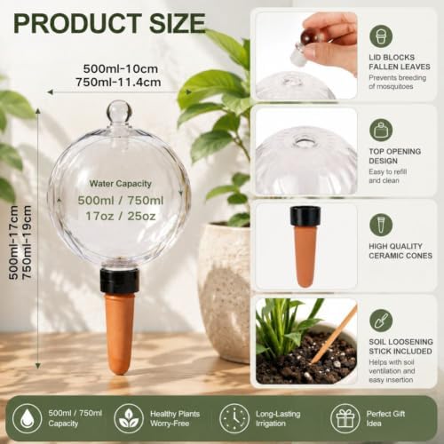 Self Plant Watering Globes, Automatic Waterer with Terracotta Spikes，4PCS S - Image 2