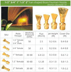 2pc Adjustable Brass Fan-Shaped Fountain Nozzle - 1/2", 3/4", 1", 1.5", 2" Threaded Interface for Garden Water Features(3/4 inch female) - Image 5