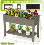 Elevated Raised Garden Bed with Wheels,Outdoor Large Resin Patio Planter Box Stand Divisible with Drain Plug,Water Monitor for Plants Vegetables Flowers Fruits(Grey,43.31 * 17.72 * 33.66) - Image 2