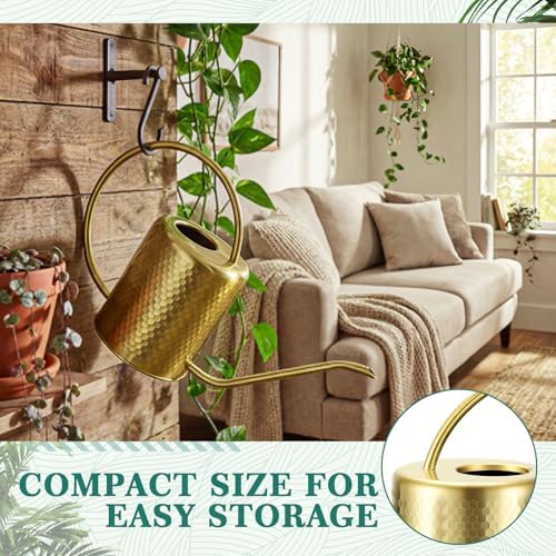 Zhehao Gold Stainless Steel Watering Can 2l/68oz with Long Spout for Plants - Image 6
