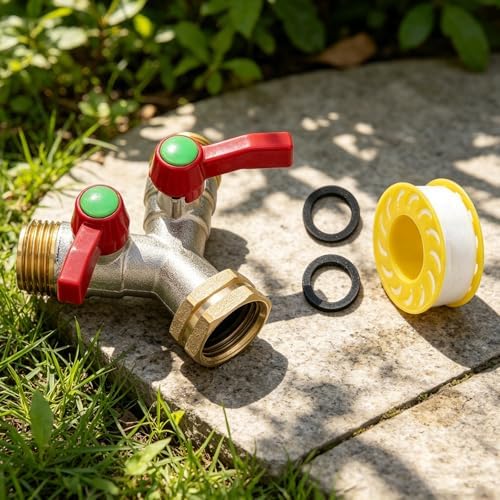 YARNOW 1 Set 2 Way Garden Hose Splitter with Double Shut-Off Valve - Heavy Duty Brass Y-Shaped Connector Tap Divider Adapter for Outdoor Sprinkler System - Image 5