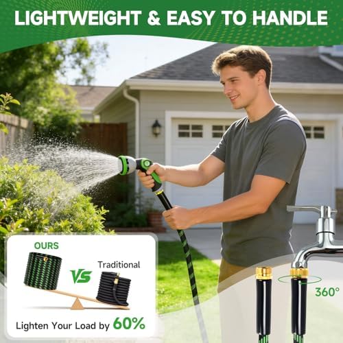 Garden Hose 75ft Flexible Non-Expandable Water Hose Ultra Lightweight Kink-Free Leak-Proof Durable & Abrasion-Resistant with 3/4" Brass Fittings for Patio Yard RV and Outdoor Use - Image 4