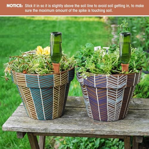 Tatuo 24 Pack Terracotta Watering Spikes Automatic Plant Waterer Devices Outdoor Indoor Use Plant Self Watering Devices Wine Bottle - Image 6