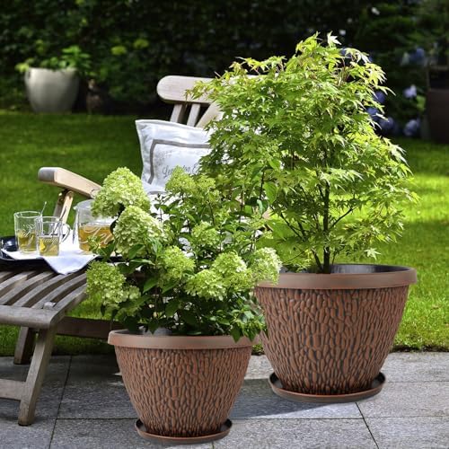 Nooulap 4 Pack 12 Inch Plastic Pots for Plants Outdoor Indoor - Image 4