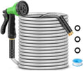 25FT Heavy‑Duty Metal Garden Hose, Stainless Steel Water Hose with 8‑Function Spray Nozzle, Leak‑Proof Brass Connectors by Unknown