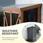 Tall Outdoor Storage Cabinet, 32" W x 16" D x 67" H Vertical Storage Shed with Wood Frame, Metal Panels, Padlock-Ready Double Doors, Sloped Roof and 3 Removable Shelves for Patio, Garden and Garage - Image 7
