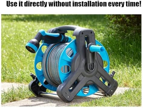 Garden Hose Reel Cart with Crank Handle, PVC Hose and Copper Sprinkler Head, Portable Storage Winding Reel for Outdoor Watering - Image 2