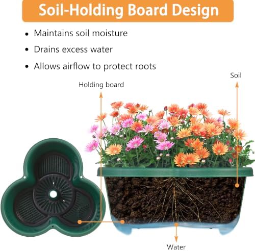 VECELO 7 Tier Vertical Garden Planter, Self Watering Stackable Planters with Wheels for Strawberries, Herbs, Flowers, Vegetables, Dark Green - Image 5