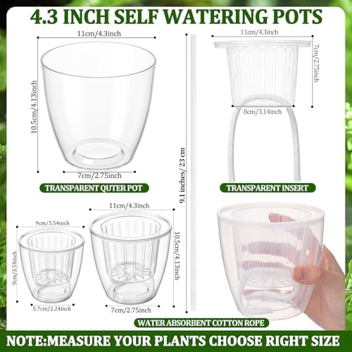 Self Watering Plant Pots, 4.3'', Transparent, 18 Pcs - Image 2