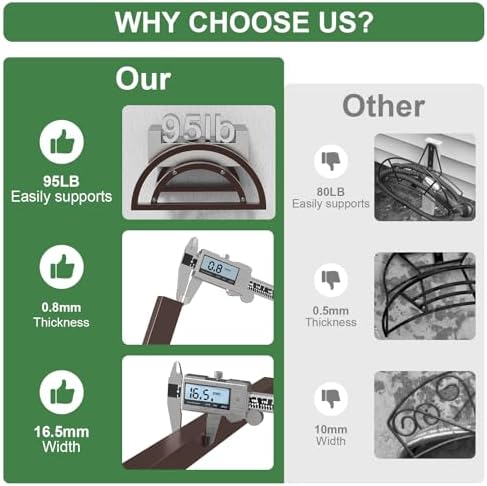 2 Pack Garden Hose Holder, Outdoor Hose Holder Wall Mounted Holds 125-ft Hose, Heavy Duty Metal Hose Hanger, Sturdy Detachable Hose Reel Storage Organizer, Hose Rack for Outside Garden Lawn, Bronze - Image 3