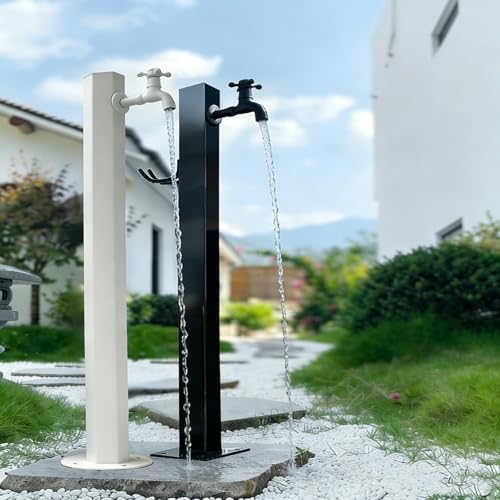 Freestanding Stainless Steel Garden Hose Stand with Faucet, Decorative Water Column Hydrant for Backyard, Farm & Pasture - Durable Black 304 Outdoor Watering Solution - Image 7