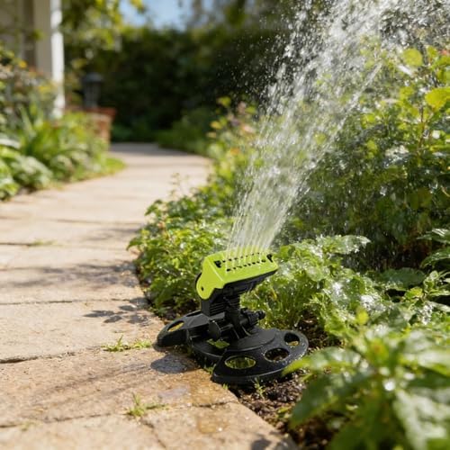 2026 Upgraded 16-Nozzle Oscillating Sprinkler, Lawn Sprinkler with Dual-Zone Water Timer, Adjustable Turbo Irrigation for Yard Garden with 5m Hose & Extra Nozzles, Outdoor Plants Automatic (Green) - Image 2