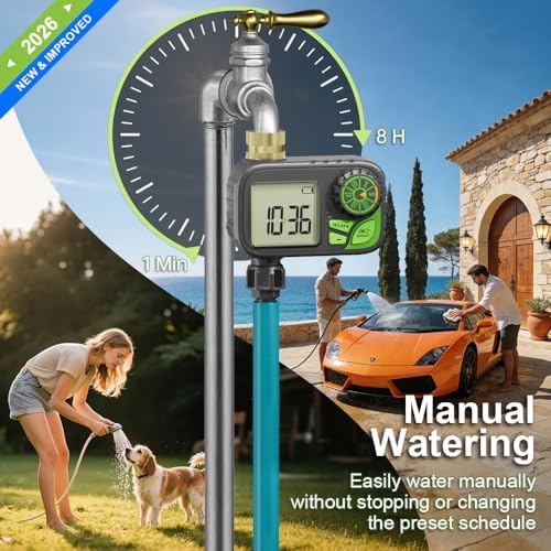 Sprinkler Timer Programmable Water Hose Timer with Rain Delay, Brass Inlet - Image 3