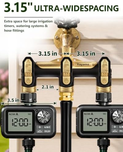 Garden Hose Splitter 3 Way, Heavy Duty Metal Water Spigot Splitter - Image 3