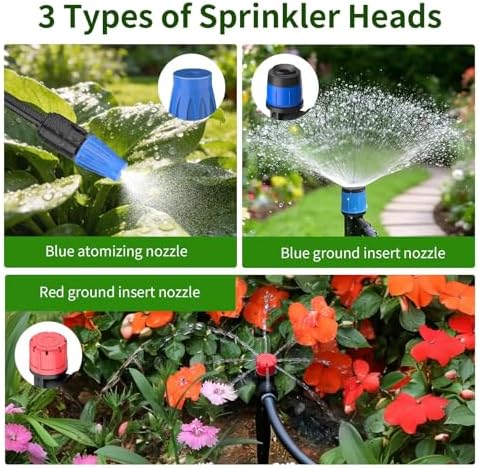 Drip Irrigation System, 165FT Garden Watering System with Water Timer for Garden Hose, Garden Irrigation with Soaker Hose & 3 Adjustable Nozzles, 80PCS Tool-Free DIY Setup for Greenhouse, Lawn - Image 4