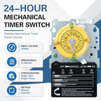 T104M Mechanical Timer Switch, 208-277V 40A Time Switch, Pool Pump Timer, 12 ON/Off 24Hour T104M for Light Lighting WaterHeater Fan and HVAC Systems - Image 3