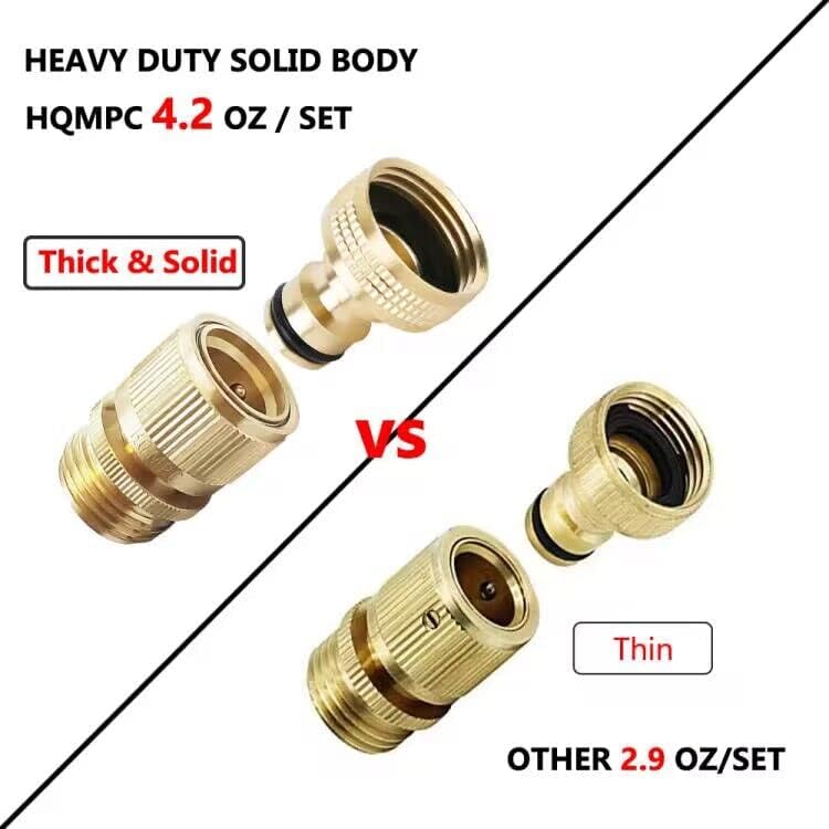 HQMPC Garden Hose Quick Connect Solid Brass Quick Connector 3/4 inch GHT (6 Sets) - Image 2
