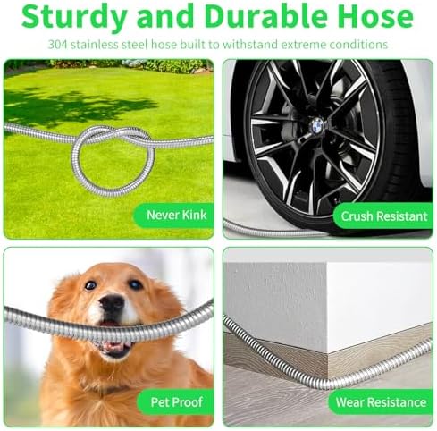 50ft Garden Hose, Heavy Duty Outdoor Water Hose with 10-Way Spray Nozzle, Leak-Proof Brass Connectors, Flexible 50 Foot Hose for Yard & Outdoor,Car Wash - Image 3