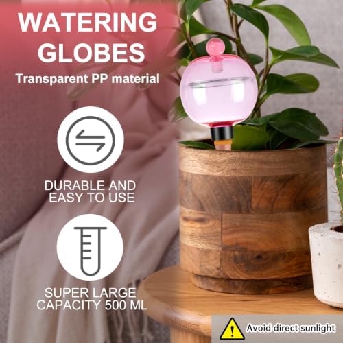 6 Pack Self Watering Globes 17oz Large Plant Watering Globes Top Fill, Self Water Planter Insert Indoor/Outdoor Plastic Water Bulbs Slow Release Terracotta for Plants, Pink - Image 5