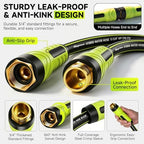 Garden Hose 100ft, Non-Expandable Heavy Duty Water Hose with 10 Function Sprayer, Flexible, Leakproof, Kink Resistant & Hybrid Hose for Yard, Outdoor, 600 PSI - Image 5