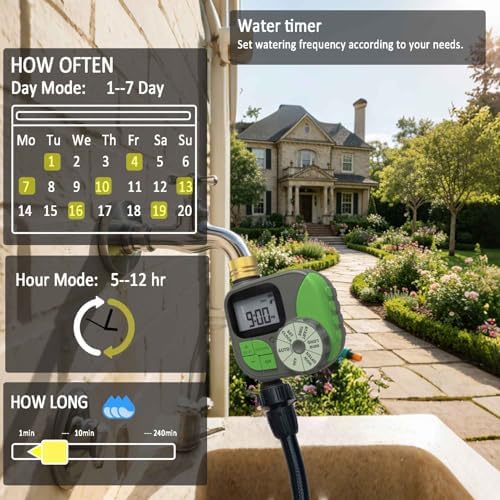 160Ft Drip Irrigation System for with Water Timer Main Water Hose ID 1/2inch 32Ft, 1/4in 131Ft, Sufficient Water Pressure, Irrigation Dripper Waterflow Evenly, Easy DIY Automatic Watering System - Image 3