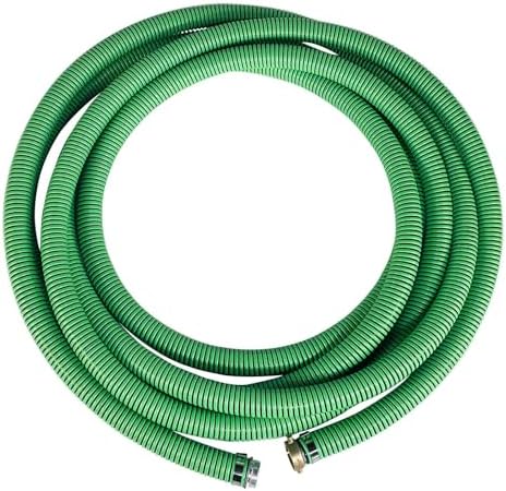 Gloxco Heavy Duty EPDM All Weather Suction Hose Assembly, Black Tube, Lime Green Helix, 1-1/2" Inside Diameter with Male x Female NPSM Pinlug Fittings Installed, 40 ft Length - Image 2