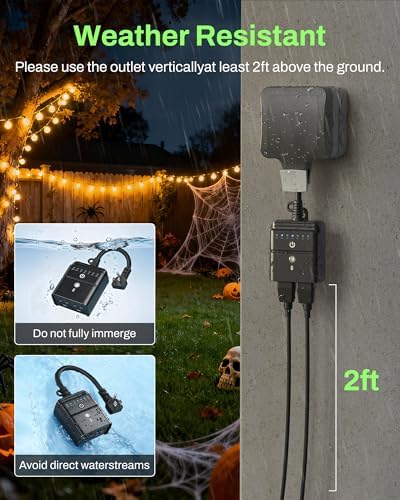 BN-LINK Outdoor Timer for Lights, 100FT Remote Control - Image 5