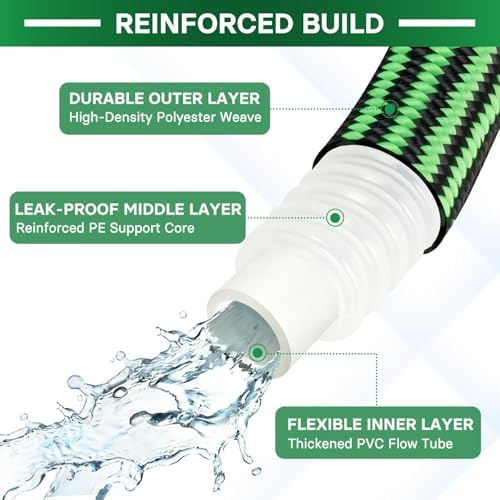Garden Hose 100 ft Flexible Non-Expandable Water Hose Kink-Free Ultra Lightweight Leak-Proof Durable Portable Wear-Resistant Hoses Pipe with 3/4" Brass Fittings for Outdoor Yard Lawn Car Wash - Image 3