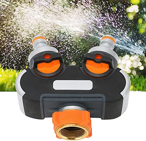 Water Tap Splitter, Hose Splitter 2 Way Valve Aluminum Alloy ABS Faucet Garden Irrigation Balcony Car Washing - Image 2