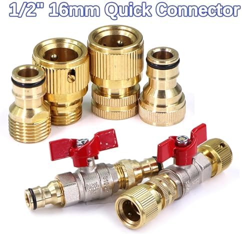 Expandable Garden Hose Repair Kit 2 Sets 1/2" Brass Hose Adapter with Ball Valve Pacifier Quick Connector for Garden Irrigation Watering Fitting Or Extender Coupling Joint(C-1set) - Image 5