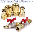 Expandable Garden Hose Repair Kit 2 Sets 1/2" Brass Hose Adapter with Ball Valve Pacifier Quick Connector for Garden Irrigation Watering Fitting Or Extender Coupling Joint(C-1set) - Image 5