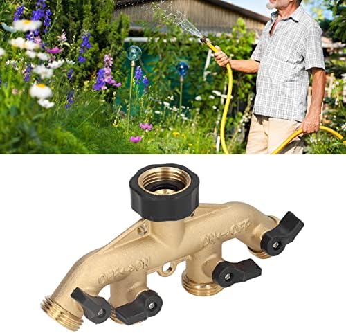 4 Way Brass Hose Splitter, 3/4in Hose Faucet Manifold with Ball Valve, Individual Control, Effective in Preventing Water Leakage, Hose Adapter for Garden Irrigation(USA) - Image 5