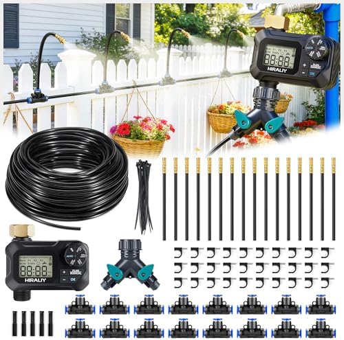 HIRALIY 100FT Drip Irrigation System with Timer & 360° Dripper by HIRALIY
