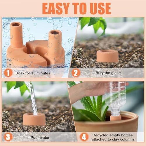 Blushtier 4 Pack Terracotta Self Watering Spikes 12.85 oz Large Capacity - Image 4