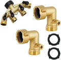 Twinkle Star Hose Splitter 4 Way | 90 Degree Garden Hose Elbow with Shut Off Valve, 2 Pack by TwinkleStar