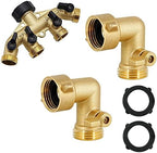 Twinkle Star Hose Splitter 4 Way | 90 Degree Garden Hose Elbow with Shut Off Valve, 2 Pack by TwinkleStar