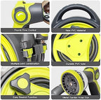 YASHINE 50ft Retractable Garden Hose Reel, Portable Hose Reel, 45+5FT with 10 Patterns Spray Nozzle, Adapts to standard US hose plugs, Hose Reel for Garden Watering Car Washing Pet -Green - Image 2