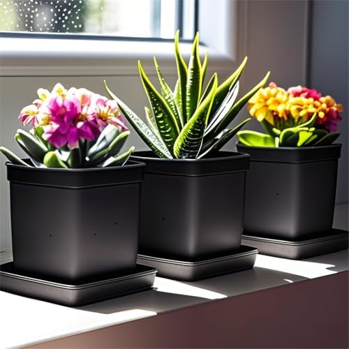 Saucers for Flower Pots, Square Plant Saucer 12 Inch 5 Pack, Planter Trays for Flower Pots, Plant Water Catcher Drip Dishes, Plastic Bottom Watering Plates Indoors and Outdoors - White - Image 3