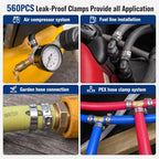 560PCS 22-Sizes Stepless Single Ear Hose Clamp Kit with Pliers & Cutter, 5.3-36.1mm (1/4"-1-3/8") 304 Stainless Steel Anti-Corrosion Clamps for Automotive Fuel Line,CV Boot,HVAC,Radiator & PEX - Image 5