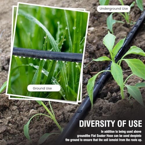 Soaker Hose - Flat Soaker Hose 150 FT for Garden Beds, Garden Soaker Hoses with Heavy Duty, Double Layer Sprinkler Soaker Hoses 2 Pack - Image 6