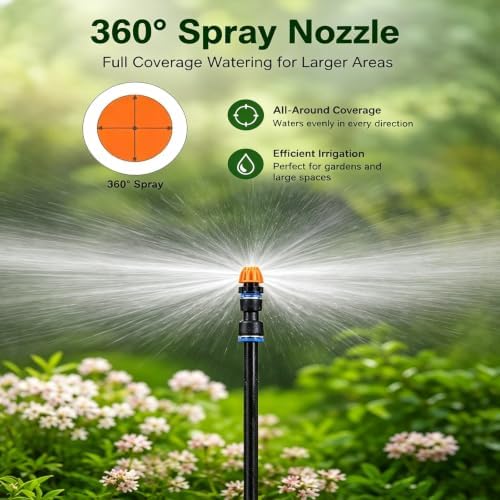 Adjustable Sprinkler with Micro Spray Mister Emitters, 360° Brass Nozzle - Image 5
