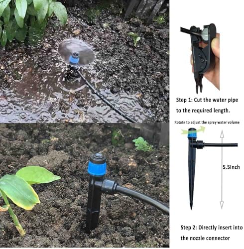 Drip Irrigation Kit for Garden,Main ID 1/2inch 16.5Ft and 1/4inch 96Ft Water Hose, Watering System Sufficient Water Pressure, Irrigation Dripper Waterflow Evenly Easy DIY - Image 3