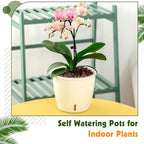 Self-Watering Pots for Indoor Plants, 8-Pack 6.7'' Self Watering Planter with Drainage Holes, Small African Violet Pots with Water Indicator, Clear Wick Pot, White - Image 6