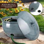 Monarch Abode Garden Hose Holder with Lid – Decorative Water Hose Holders for Outside, Smooth Metal Patina Pot with Drainage, 100ft Waterhose Holder for Outside, Garden Storage Caddy - Image 4
