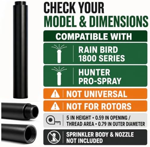 5 Inch Sprinkler Riser Extensions, 8 Pack ABS Sprinkler Head Extenders Compatible with Rain Bird 1800 Series & Hunter Pro-Spray Sprinklers, Raise Low Pop-Up Sprinkler Heads Above Grass & Mulch - Image 2